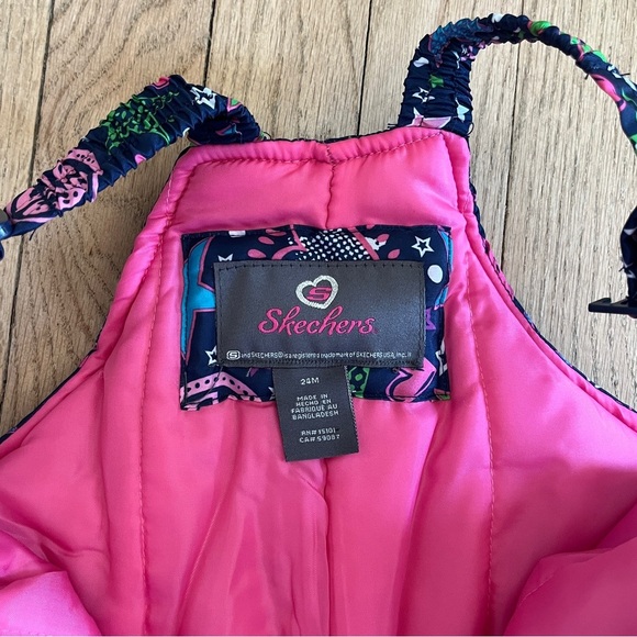 Skechers Size 2T Stars & Hearts Printed Snow Bib Overalls - Picture 5 of 7